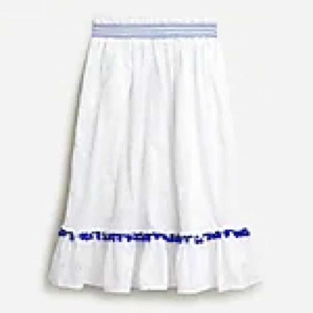 J.Crew Eyelet Skirt Smocked Waist Ruffle Hem AO822